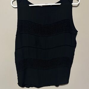 LOFT Black Textured Stripe Sleeveless Tank